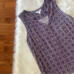 Market & Spruce Purple Geometric Sleeveless V-Neck Tank